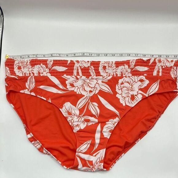 Women's Mid Rise Smocked Swim Bottoms Swimsuit Bathing Suit Hawaiian Size 3X - Picture 2 of 7